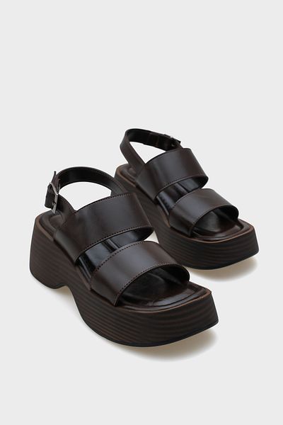 Capone Outfitters Sandale de damă Dora cu toc cu pană cu bretele duble