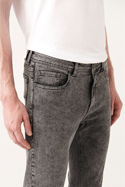 Avva Men's Black Bleach Washed Flexible Jean Pants A31Y3505