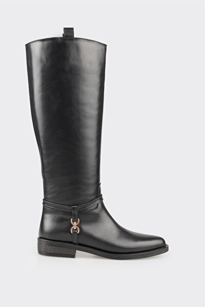 Elle Shoes Siyah Deri Kadın Çizme
