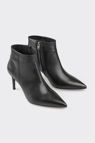 Elle Shoes Μαύρα δερμάτινα γυναικεία κλασικά μποτάκια