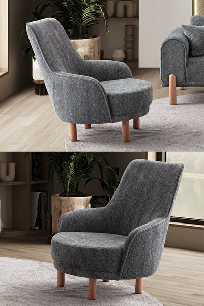 EDSY HOME Armoni Berjer Antrasit Tekli Koltuk