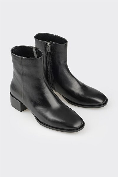Elle Shoes Siyah Deri Kadın Klasik Bot