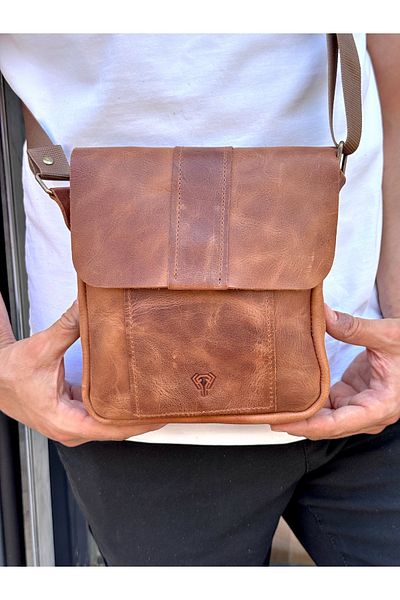 Fil Deri Genuine Leather Shoulder Bag with Magnet Hanger and Hidden Compartment 1006