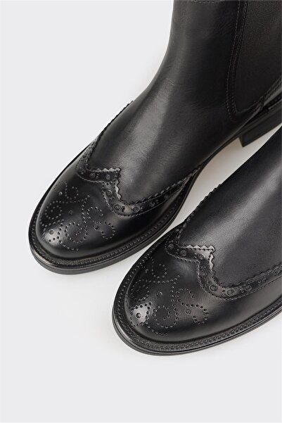 Elle Shoes Siyah Deri Kadın Klasik Bot