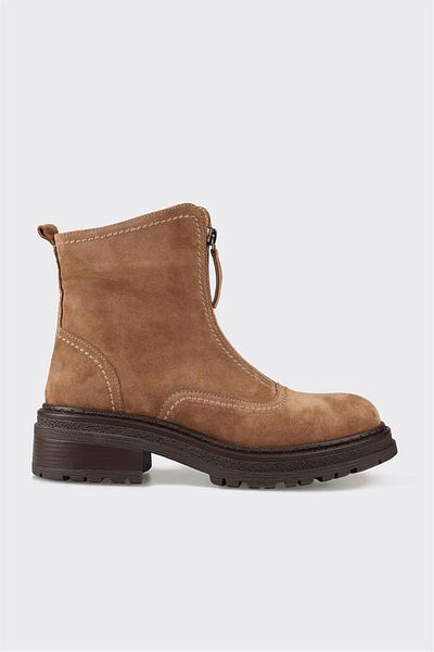 Elle Shoes Tan Leather Women's Casual Boots