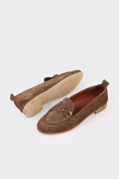 Elle Shoes Kahve Deri Kadın Loafer