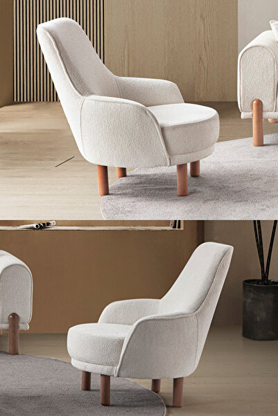 EDSY HOME Armoni Berjer Krem Tekli Koltuk