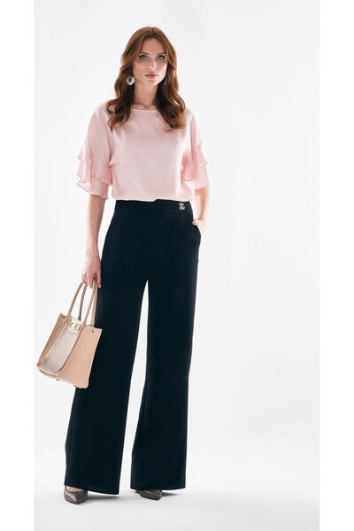 MODA BOL PAÇA YÜKSEK BEL YANDAN FERMUARLI CEPLİ  KADIN PANTALON