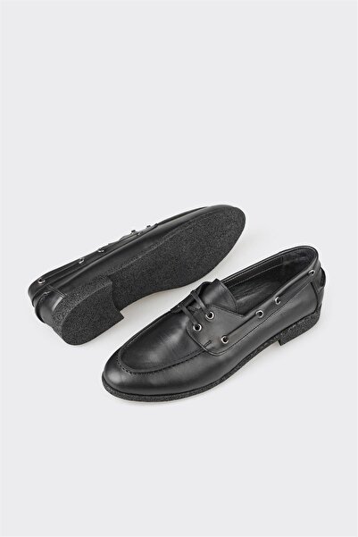 Elle Shoes Siyah Deri Kadın Günlük Ayakkabı