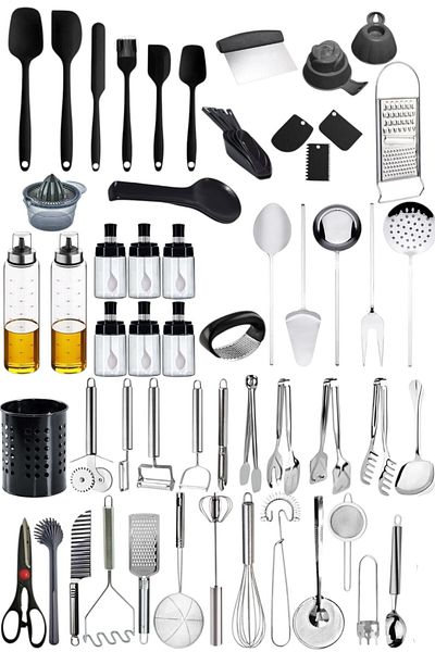 Mirilliahome Silicone Spoon Knife Spatula Set And Practical Kitchen Utensils Serving Set Ladle Set Dowry Set