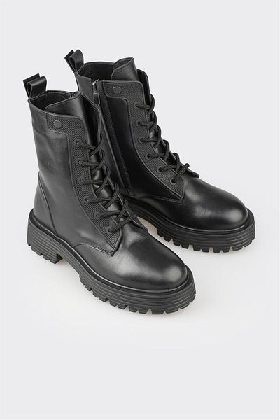 Elle Shoes Μαύρα Δερμάτινα Γυναικεία Casual Μποτάκια
