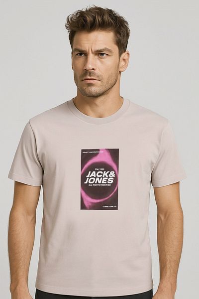 Jack & Jones Men's Logo Printed T-Shirt Marble Lilac