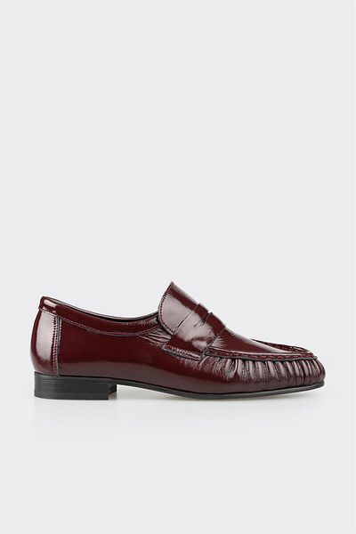 Elle Shoes Бордо кожени дамски ежедневни обувки