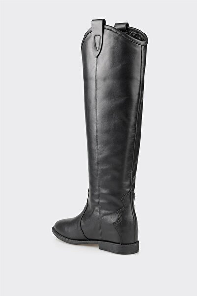 Elle Shoes Μαύρα δερμάτινα γυναικεία μποτάκια Western