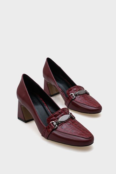 Capone Outfitters Sarina Medium Heeled Crocodile Women's Shoes with Metal Buckle