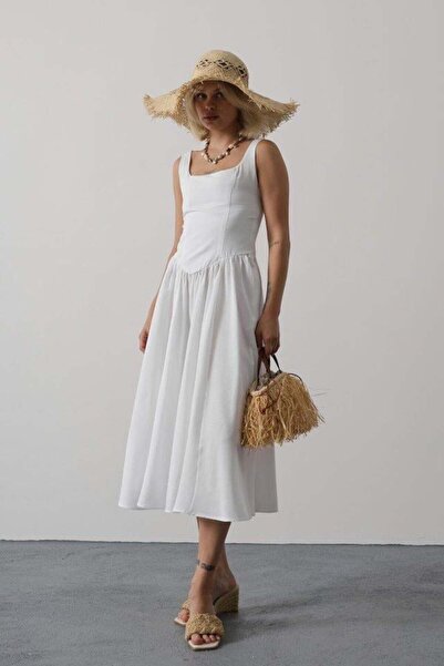 UP TREND COLLECTION Μακρύ Φόρεμα με λουράκι - Λευκό