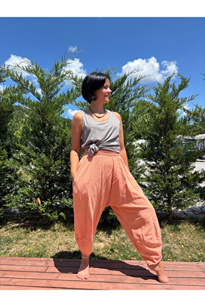 Bohoyasam Unisex Bohem Lastik Bel Pantolon, Rahat Pantolon, Yoga Pantolonu, Şalvar, Pamuklu Şalvar,