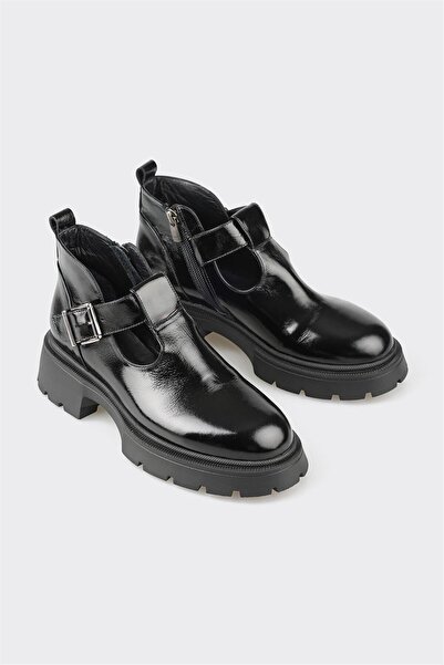 Elle Shoes Siyah Deri Kadın Günlük Bot