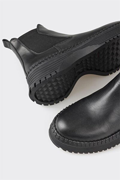 Elle Shoes Siyah Deri Kadın Günlük Bot