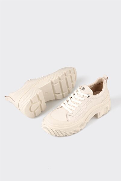 Elle Shoes Béžová kožená dámská sportovní obuv