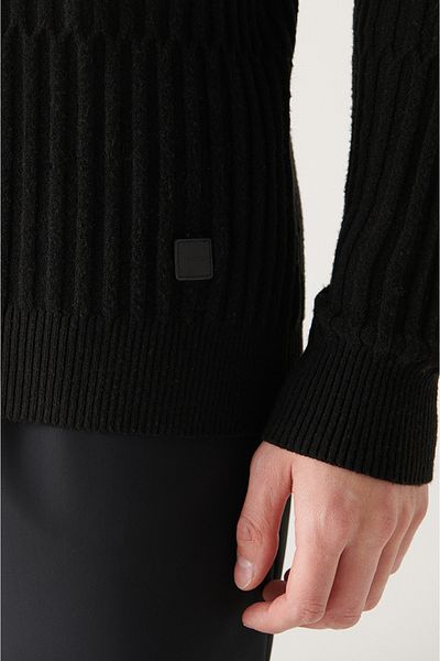 Avva Men's Black Full Turtleneck Cotton Knitwear Sweater A22Y5020