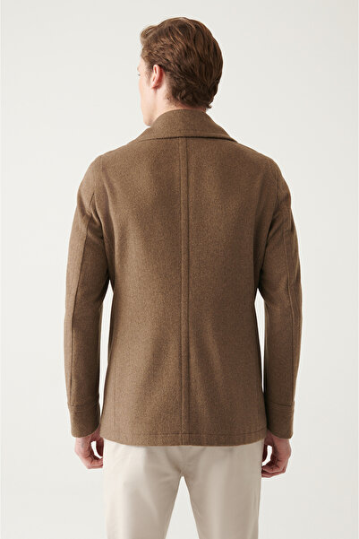 Avva Ανδρικό παλτό βιζόν με διπλό γιακά μάλλινο κασμίρ A22y6101