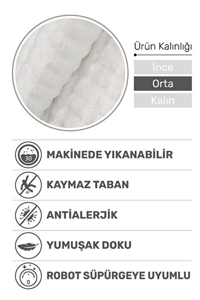 dekozer Puffy Bubble Kırık Beyaz Peluş Halı Ve Yolluk | Kaymaz, Yıkanabilir, Ekstra Yumuşak, Dökülme Yapmaz