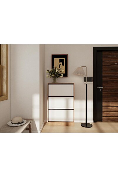 Masif Market Kisikoz Düşer Kapaklı Ayakkabılık Marbella Kiraz - Beyaz Renk