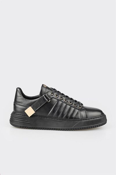 Elle Shoes Black Leather Men's Sports Shoes