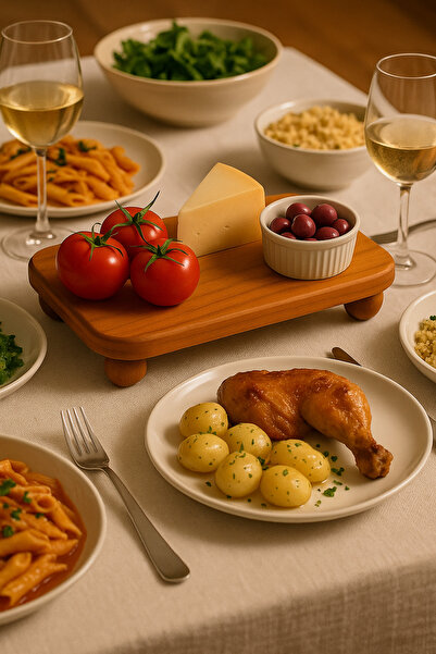 Mirilliahome Top Ayaklı Kayın Ahşap Sunumluk Dikdörtgen Servis Tahtası - 30x15 cm