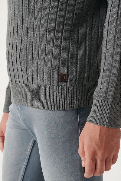 Avva Men's Anthracite Full Turtleneck Wool Sweater A22Y5021