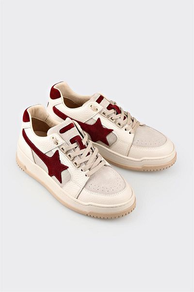 Elle Shoes Ecru Leather Women's Sports Shoes