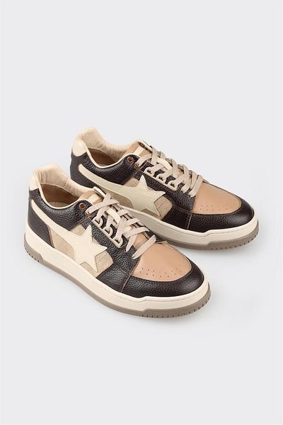 Elle Shoes Brown Leather Women's Sports Shoes