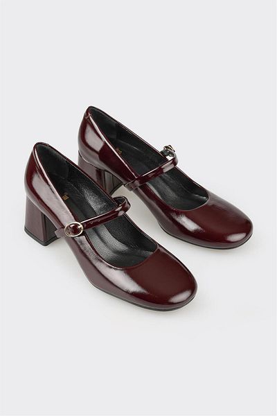 Elle Shoes Pantofi cu toc de damă din piele burgundy