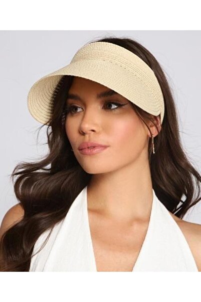 Axesoire 14635 Μπεζ ανοιχτό καπέλο με ψάθινο γείσο