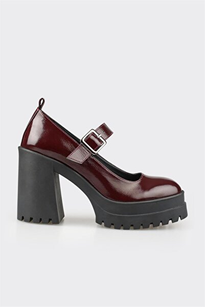 Elle Shoes Bordo Deri Kadın Yüksek Topuk Ayakkabı
