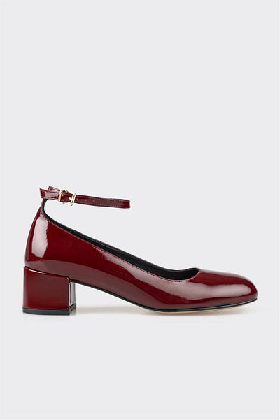 Elle Shoes Pantofi cu toc de damă din piele burgundy