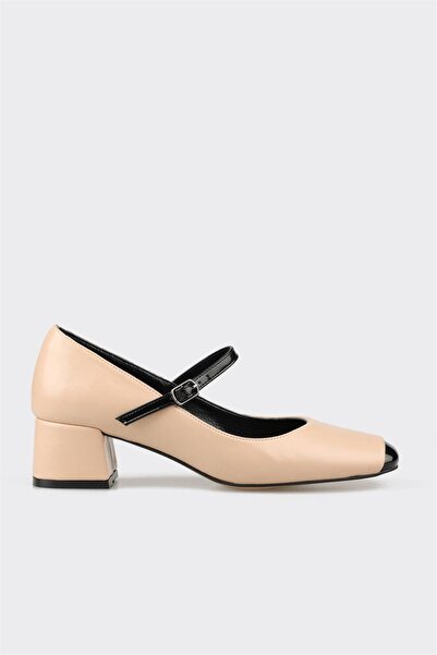 Elle Shoes Bej Kadın Orta Topuk Ayakkabı