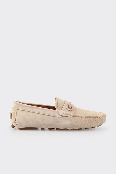 Elle Shoes Beige Leather Men's Casual Shoes