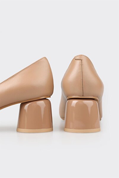 Elle Shoes Naturel Deri Kadın Topuklu Ayakkabı