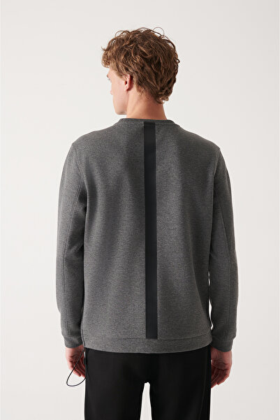 Avva Erkek Antrasit Bisiklet Yaka Paraşüt Kumaş Cepli Sweatshirt A22Y1219