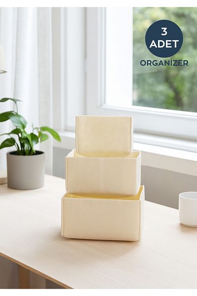 HOMİNG Multi-Purpose 3 Piece Felt Organizer Basket Set Hmy-6268