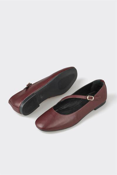 Elle Shoes Bordo Deri Kadın Günlük Ayakkabı