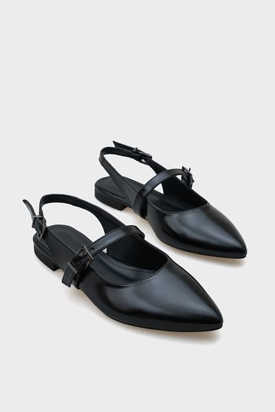 Capone Outfitters Balerini de damă cu vârf ascuțit și cu cataramă cu bandă la spate deschis