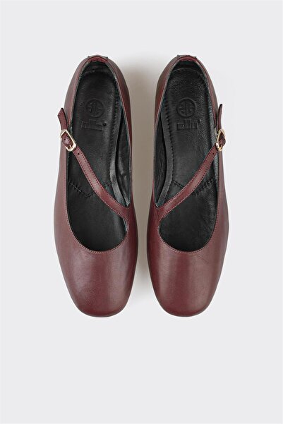 Elle Shoes Bordo Deri Kadın Günlük Ayakkabı