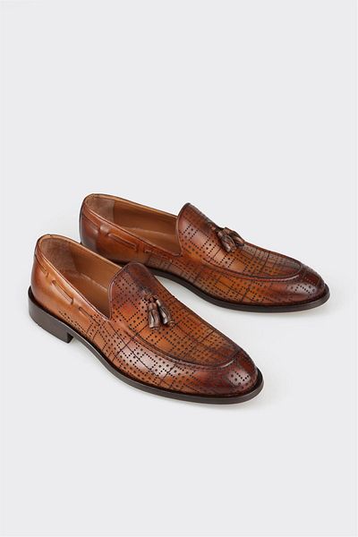 Elle Shoes Tan Leather Men's Loafer