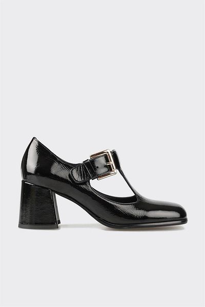 Elle Shoes حذاء بكعب نسائي من الجلد الأسود