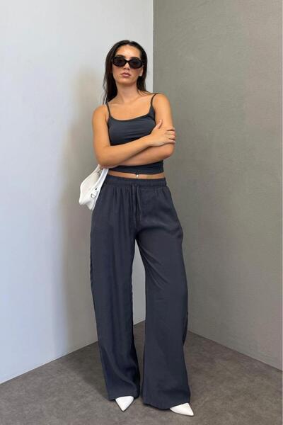 Madmext Antrasit Geniş Paça Kadın Pantolon MG1982