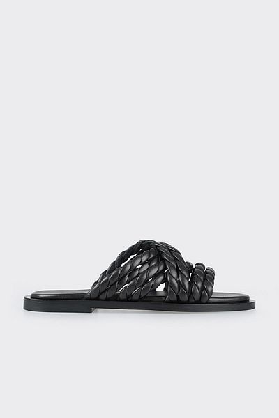 Elle Shoes Black Leather Women's Slippers