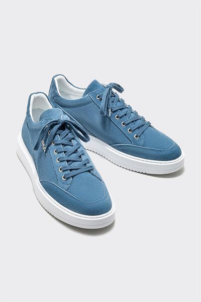 Elle Shoes Navy Blue Leather Men's Sports Shoes
